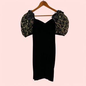 Roberta Bridal Black and Gold Mini Dress